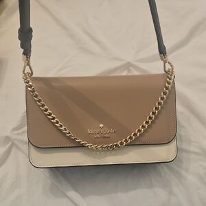 Kate Spade Tan and Cream and Black and Gold Shoulder Bag In Perfect Condition